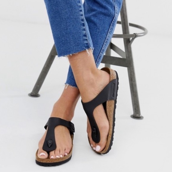Birkenstock Shoes - Birkenstock Gizeh Black Cork Thong Sandals